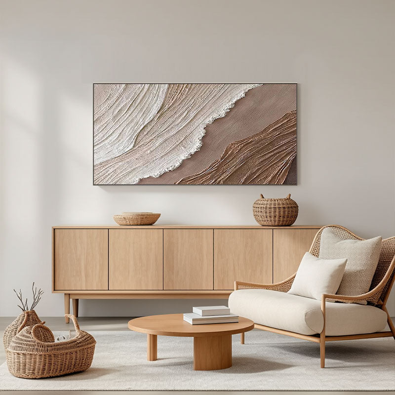 Textured Wave Wall Art – Neutral Tone Coastal Decor