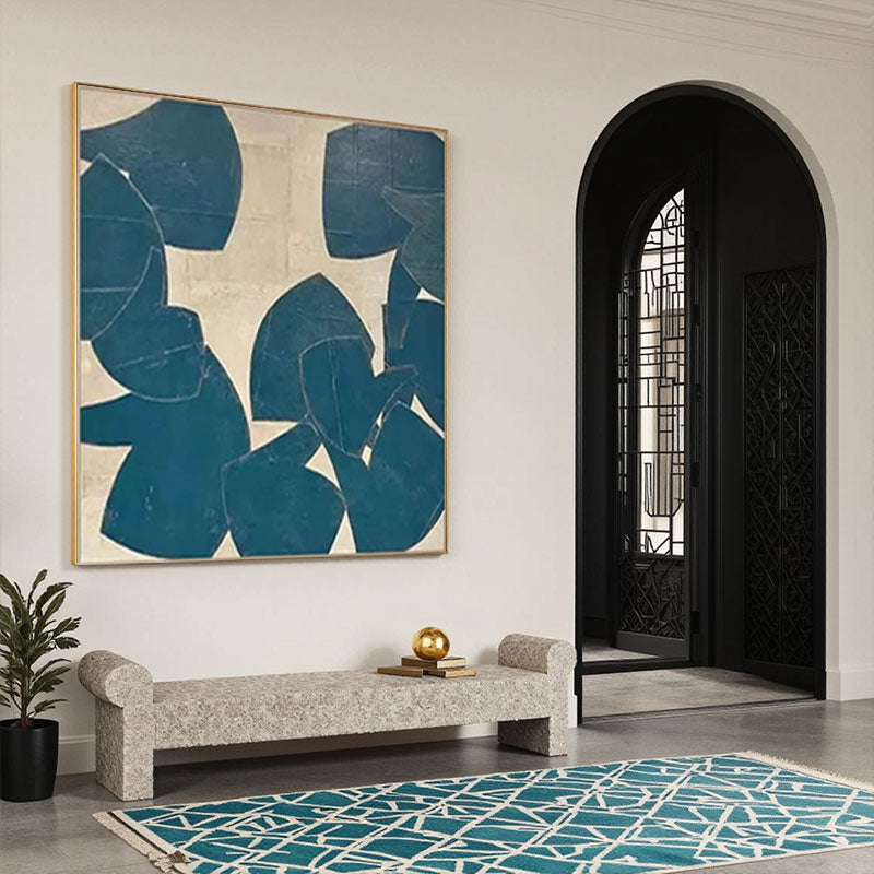 Modern Navy Petal Cluster Wall Art