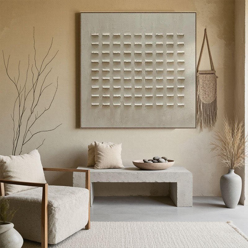 3D Textured Grid Dot Wall Art