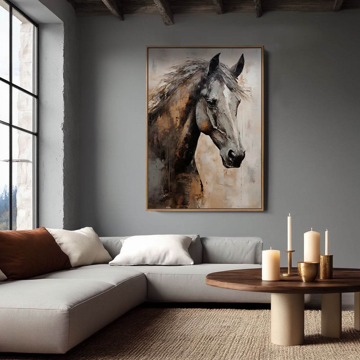 Framed Textured Horse Portrait Art