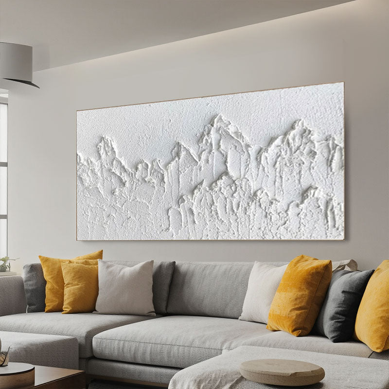3D Textured White Mountain Wall Art