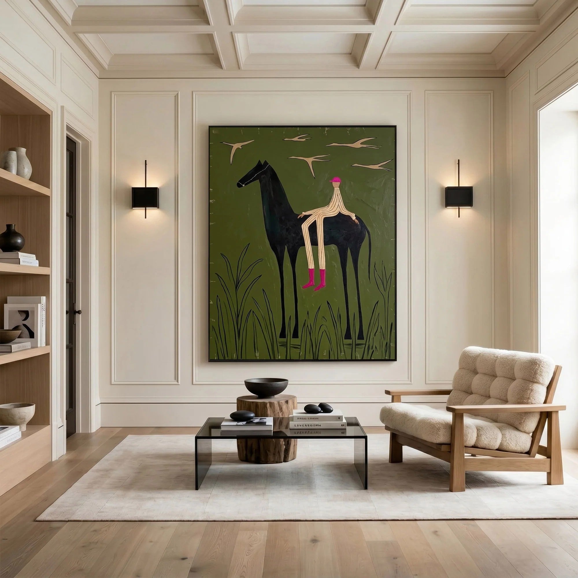 Silhouette Horse & Rider Meadow Wall Art