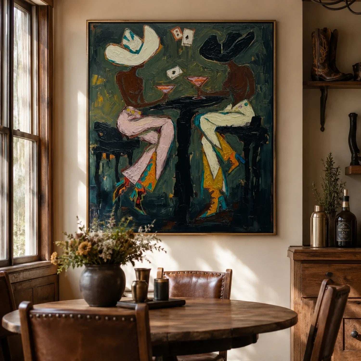 Abstract Cowboy Card Game Wall Art