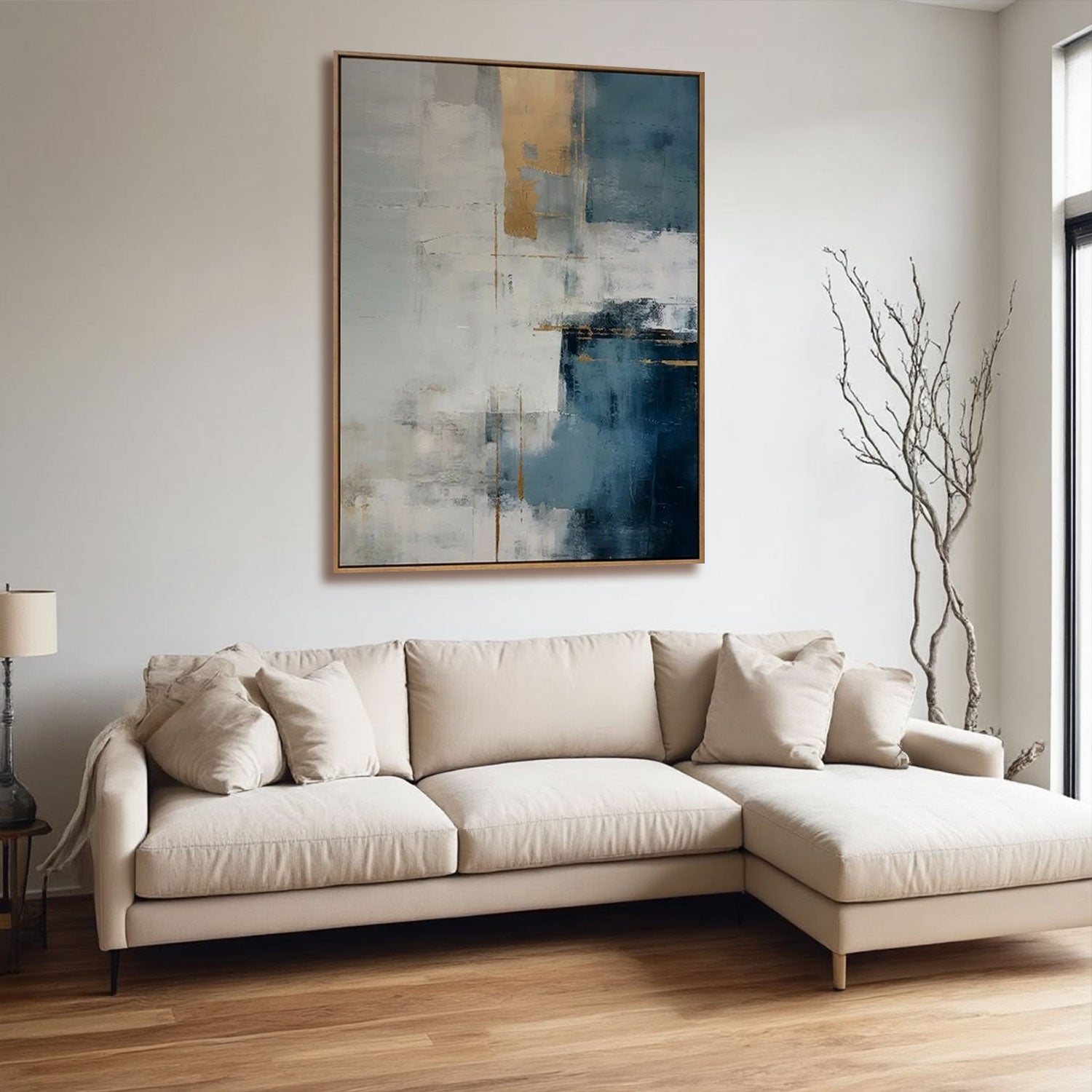 Textured Blue & Gold Block Wall Art