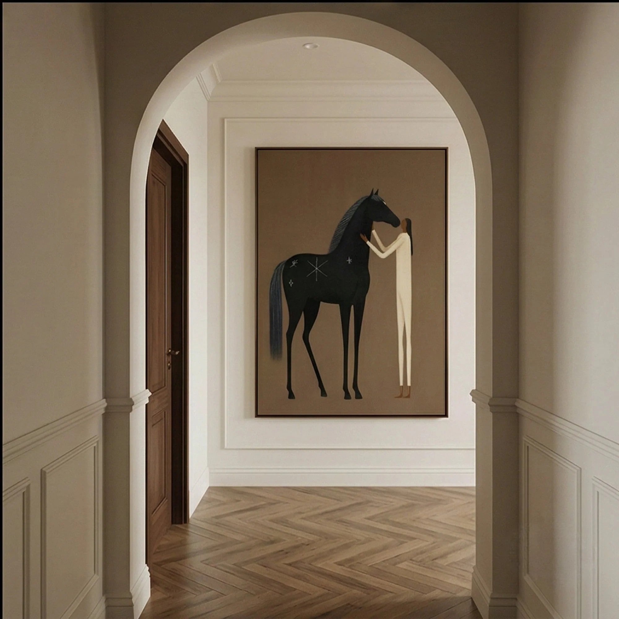 Rustic Folk Horse & Silhouette Embrace Wall Art