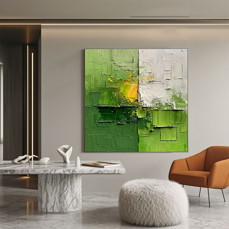 Textured Green Yellow Color Block Wall Art