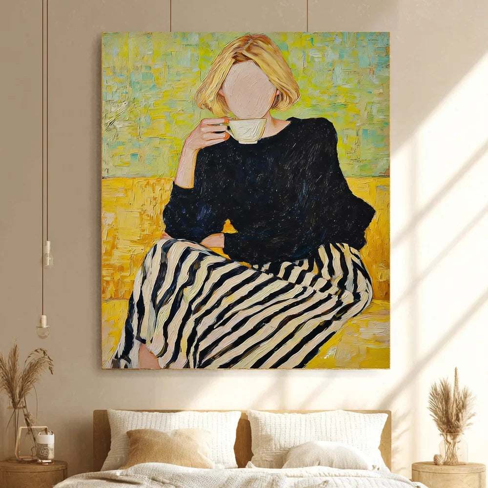 Faceless Coffee Woman Wall Art