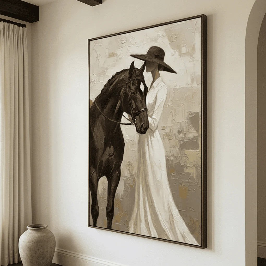 Textured Woman with Horse Wall Art