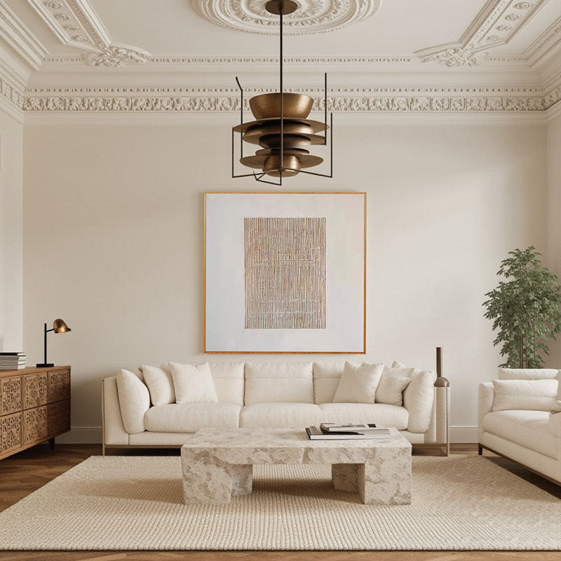 Ribbed Texture Neutral Tone Abstract Wall Art