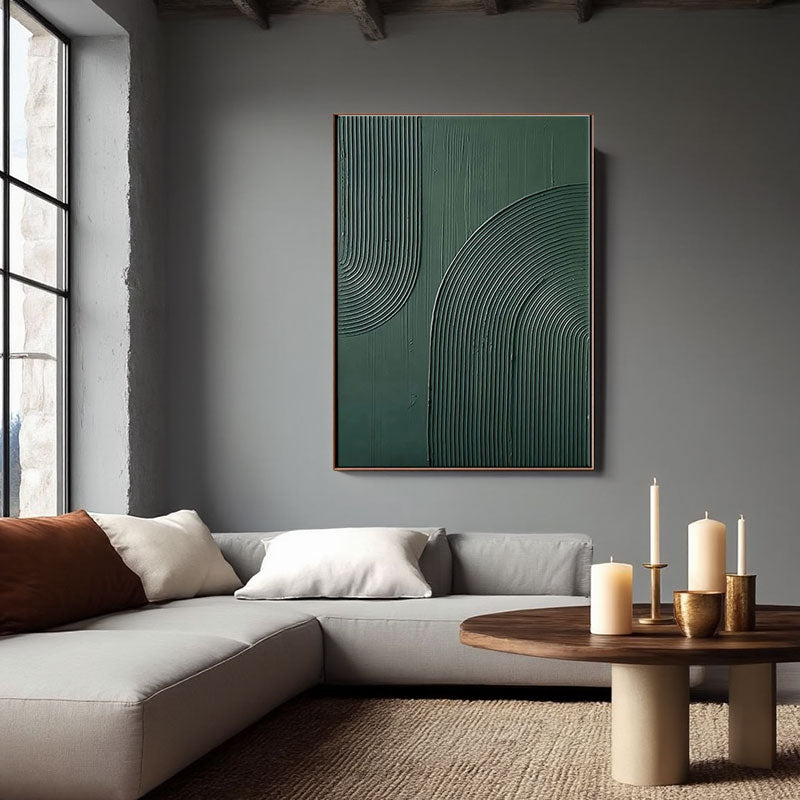 3D Textured Green Vertical Line Wall Art