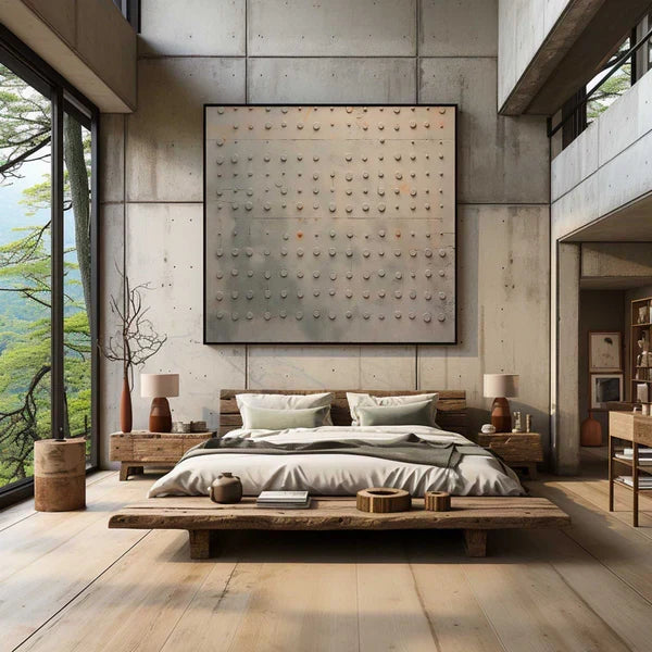 Minimalist Grid Texture Wall Art – Modern Neutral Abstract Canvas Painting