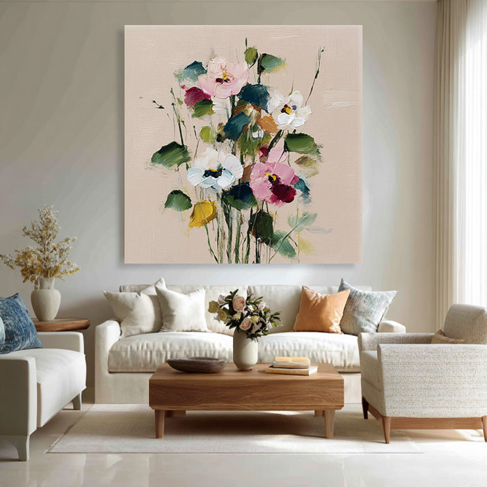 Ode to Spring - Hand Painted Modern Impasto Floral Oil Painting