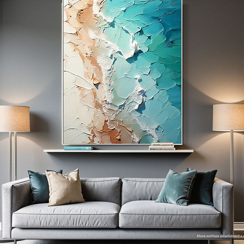 3D Textured Turquoise Sand Wall Art
