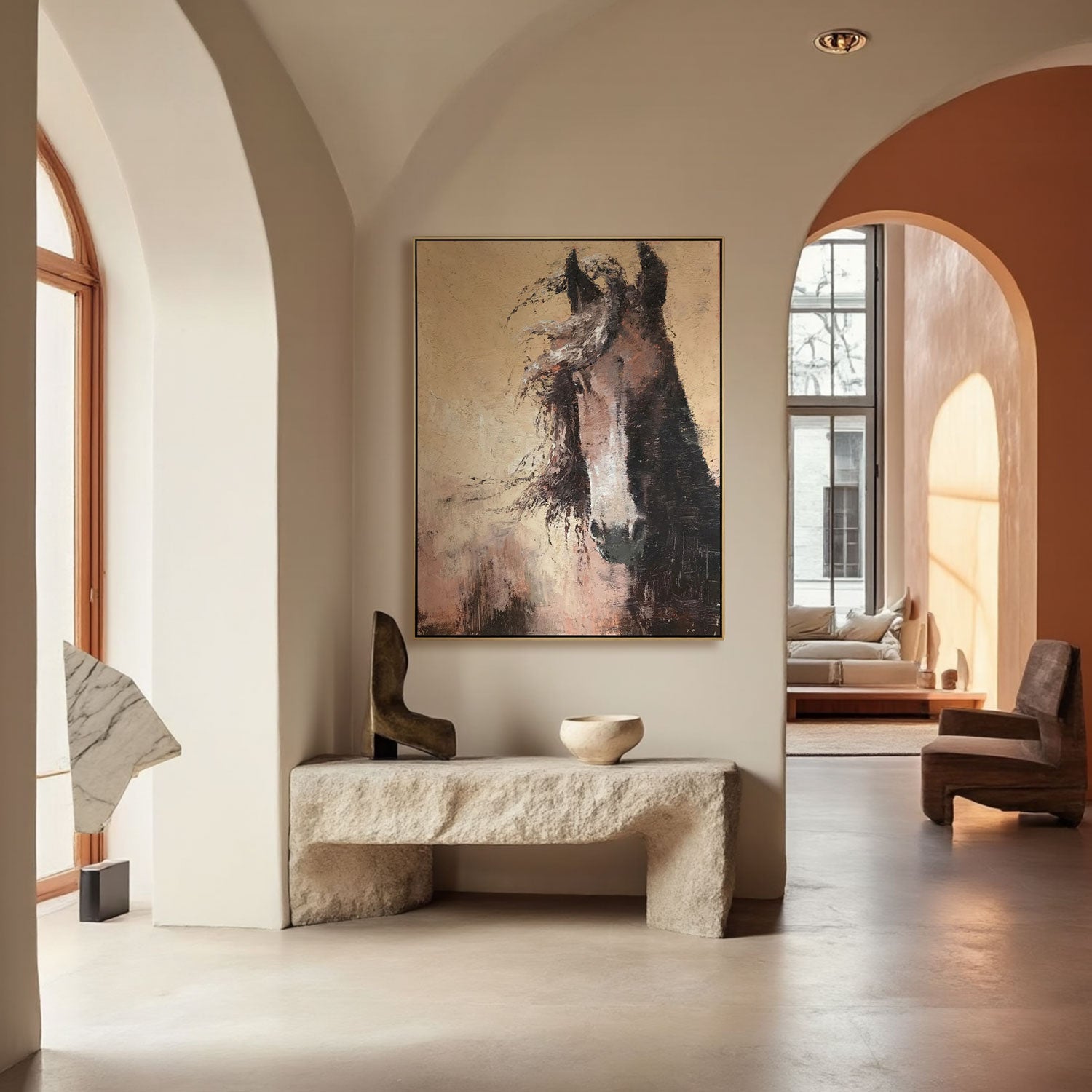 Textured Dark Horse Portrait Wall Art