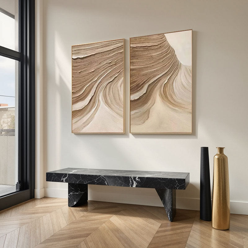 Flowing Earth Tone Abstract Canvas Set of 2