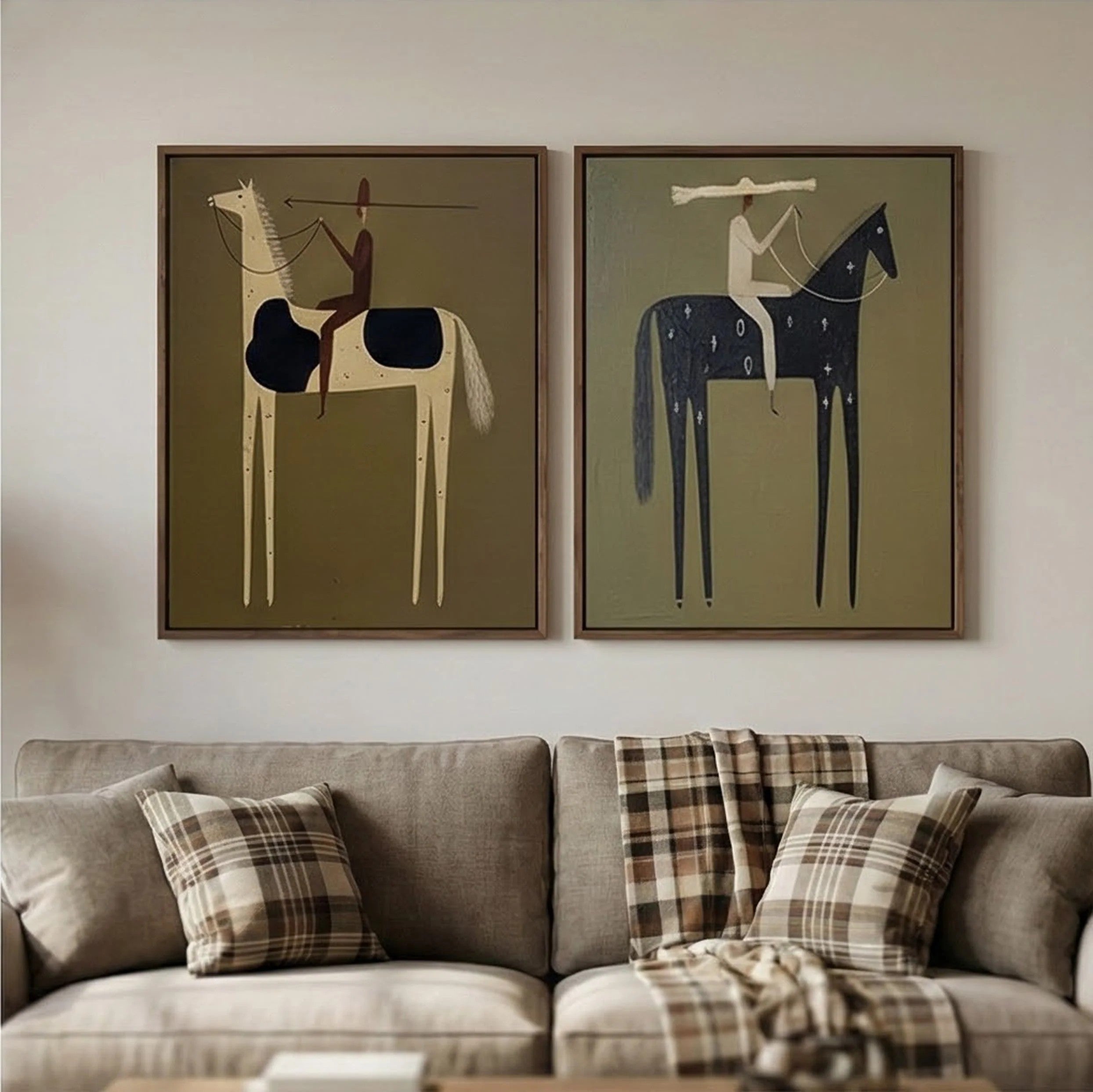 Whimsical Starry Horse Riders Wall Art Set of 2