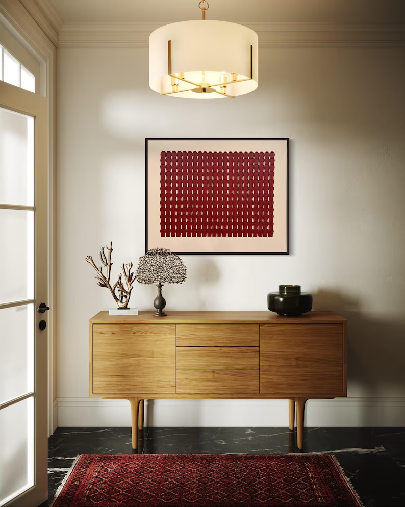 Minimalist Red Geometric Wall Art – Abstract Modern Canvas