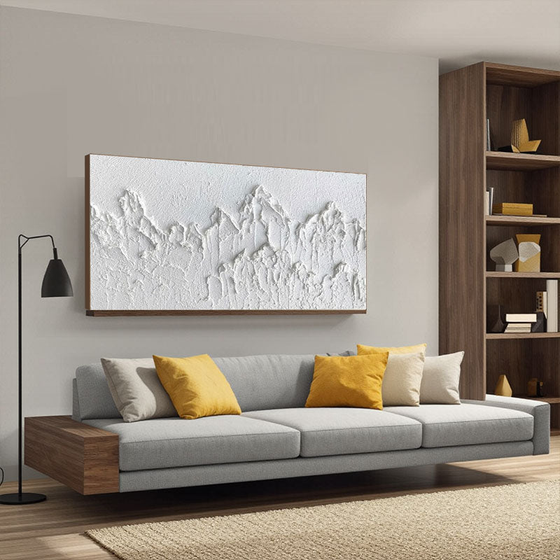 3D Textured White Mountain Wall Art