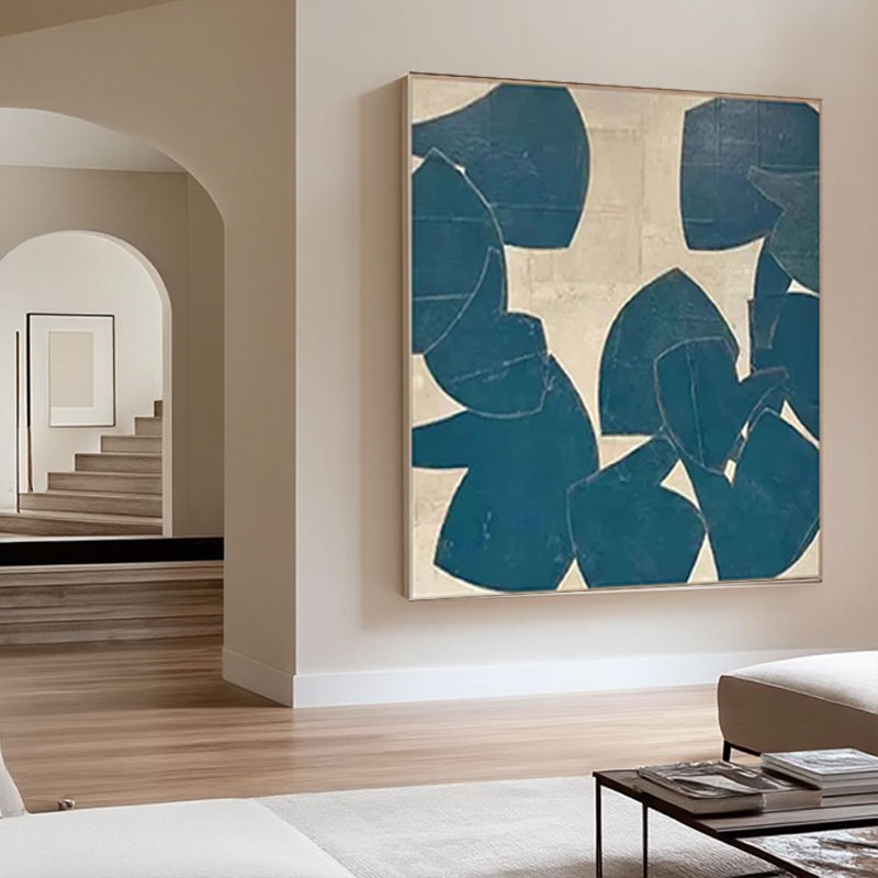 Modern Navy Petal Cluster Wall Art