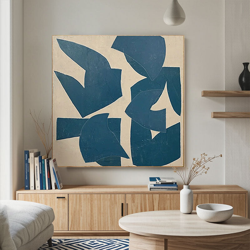 Hand-Painted Navy Bird Silhouette Wall Art