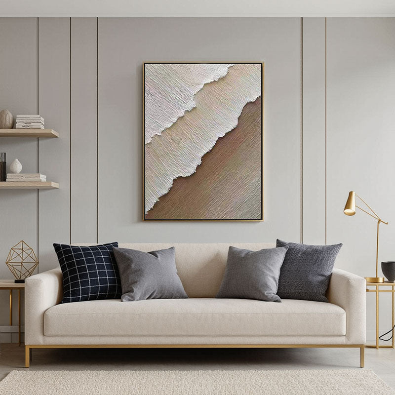 3D Textured Beige & White Coastline Wall Art