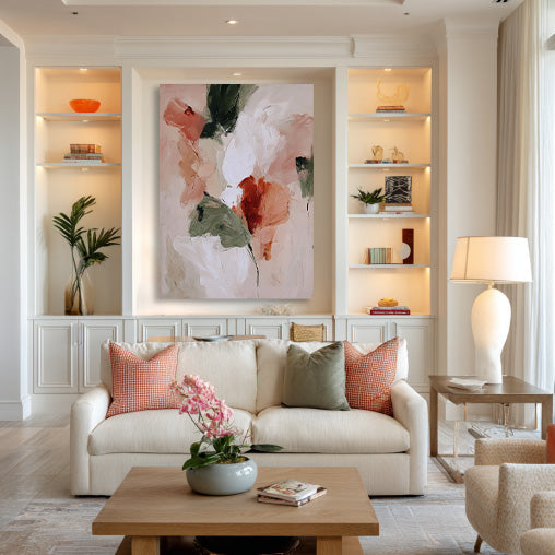 Whispers of Petals - Modern Impasto Abstract Floral Oil Painting