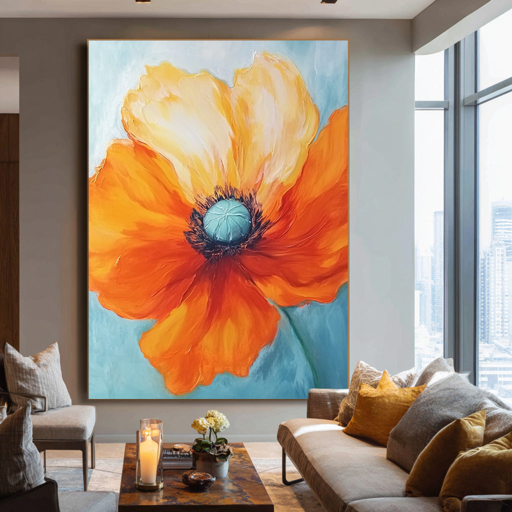 Summer Focus - Modern Impasto Orange Floral Oil Painting