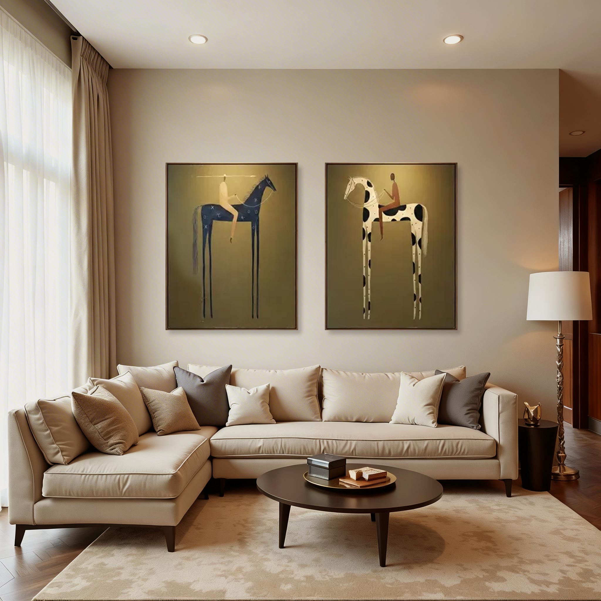 Modern Horse Rider Wall Art Set of 2
