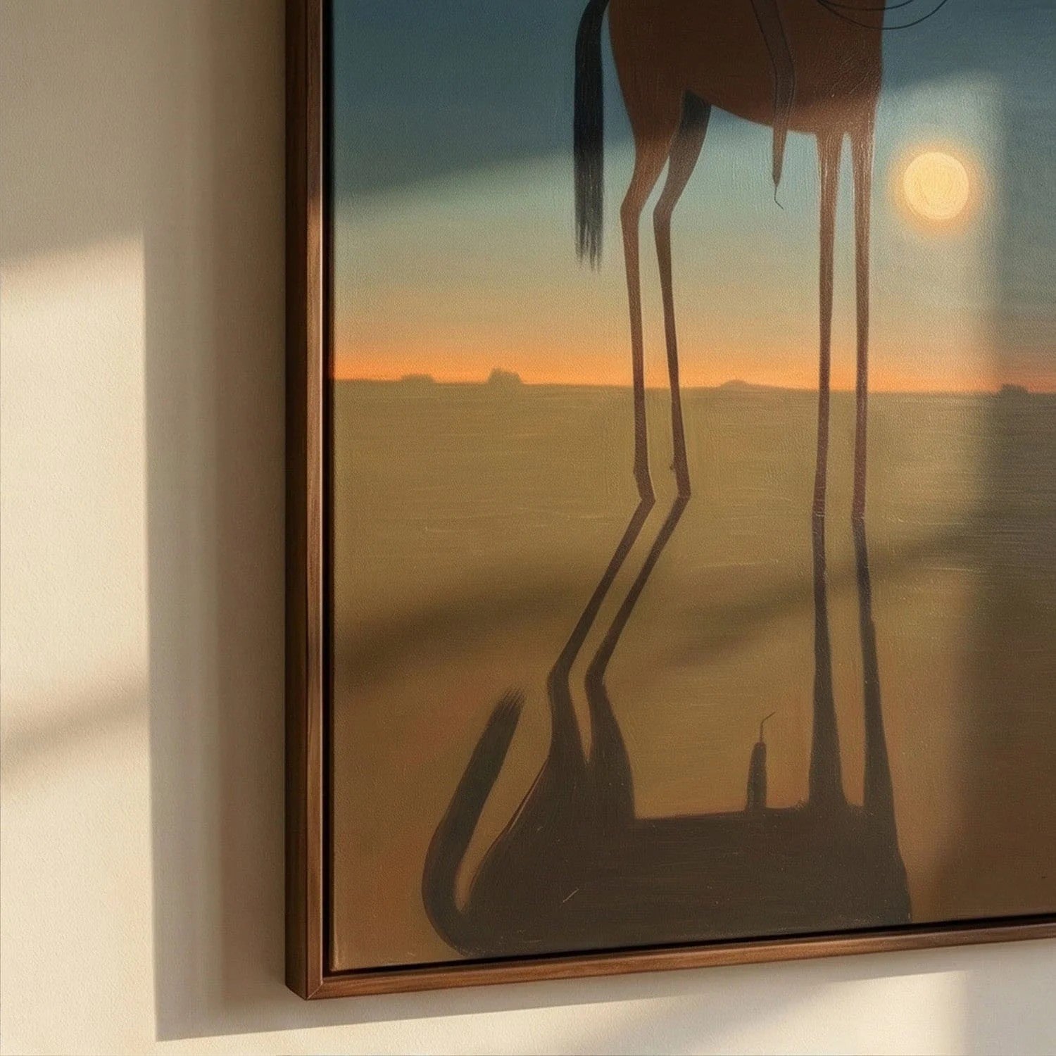 Rustic Folk Long-Legged Cowboy Sunset Wall Art