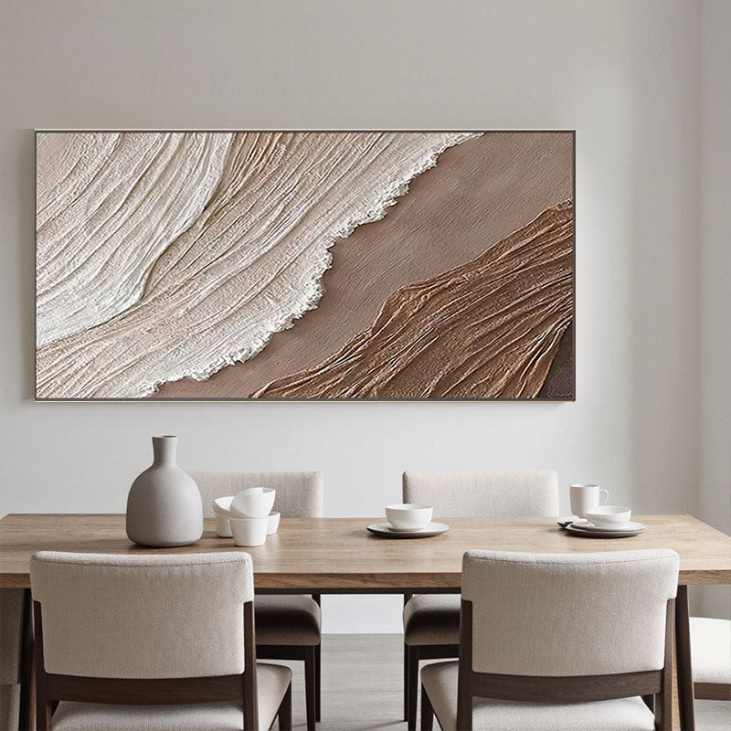 Textured Wave Wall Art – Neutral Tone Coastal Decor