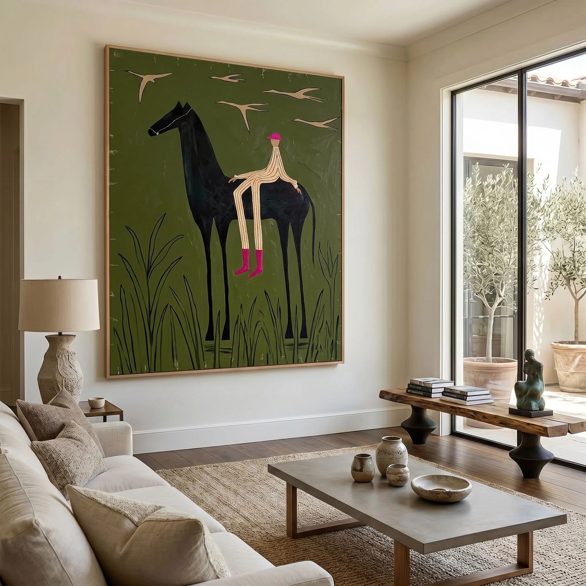 Silhouette Horse & Rider Meadow Wall Art