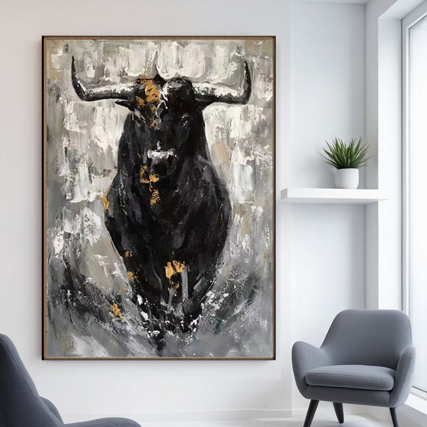 Textured Bull Portrait Wall Art