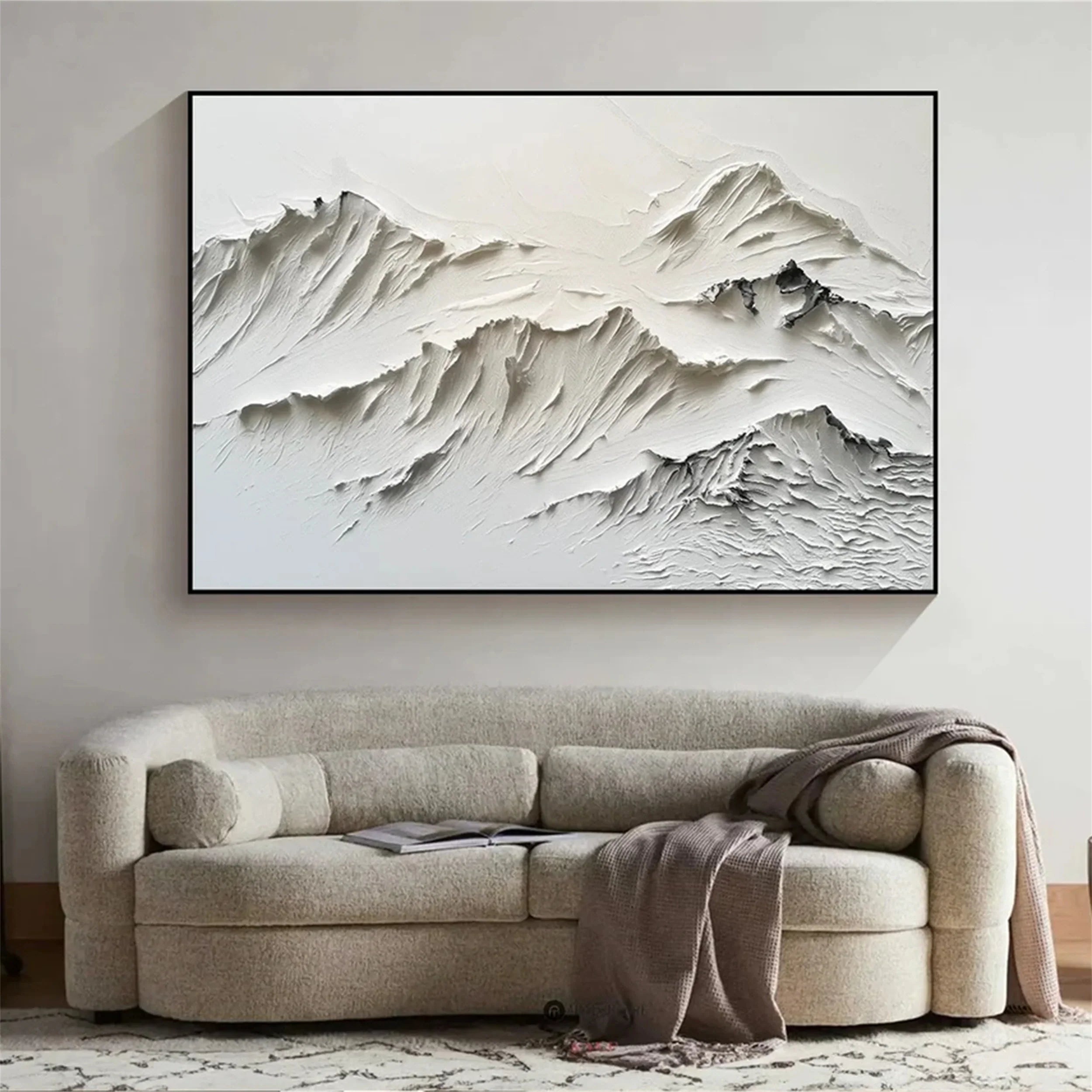 Textured White Peak Relief Art