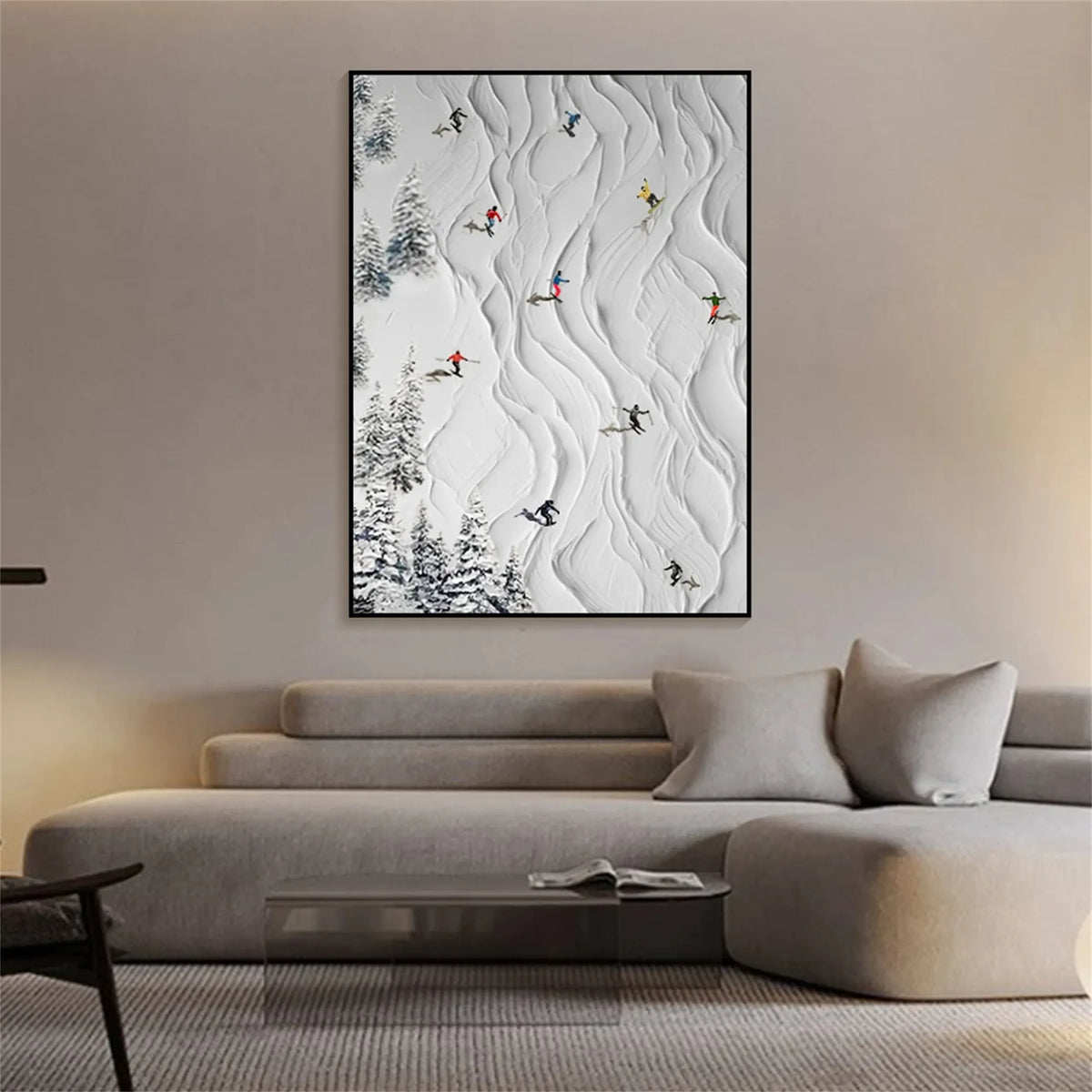 Skiing Sport Art Textured Painting Canvas