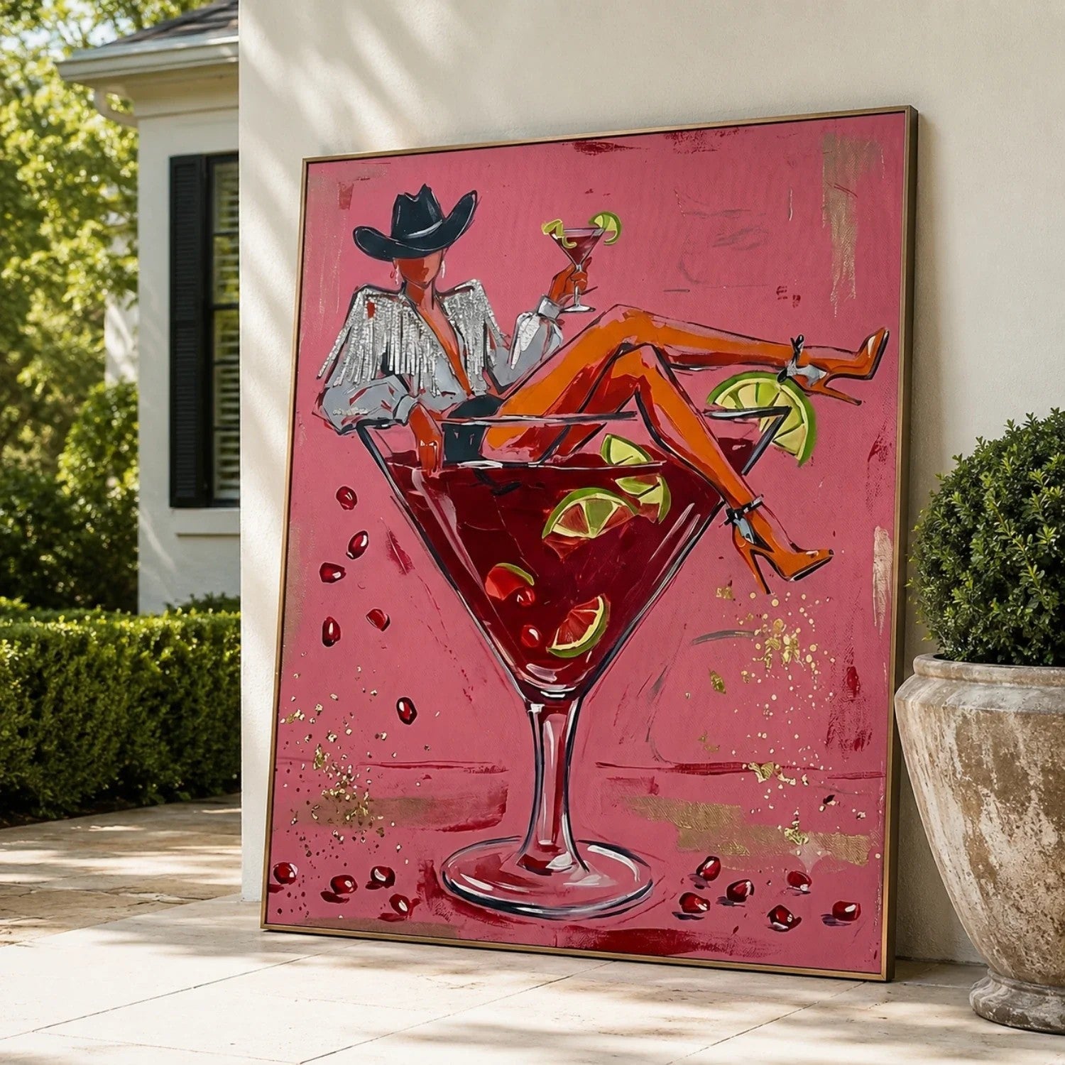 Cowgirl in Martini Glass Pop Art Wall Art