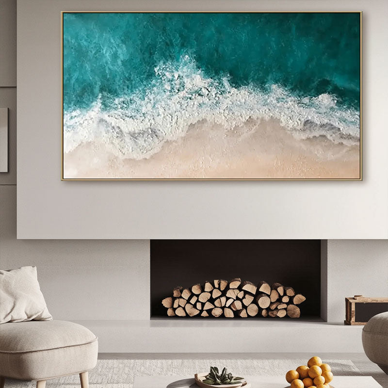 Textured Turquoise Wave Beach Wall Art