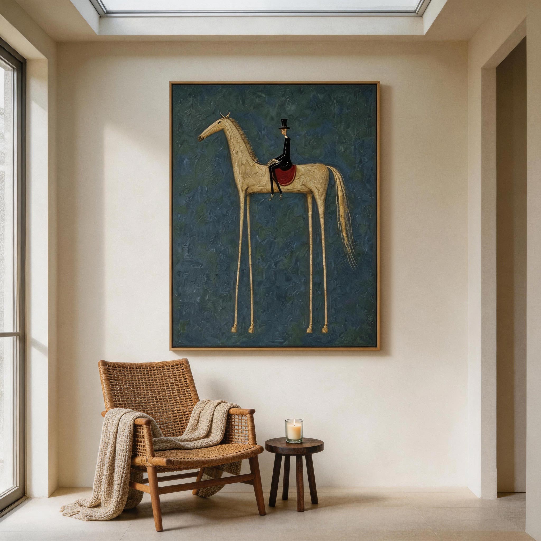 The Gentleman Rider — Pale Horse & Top Hat Canvas Wall Art
