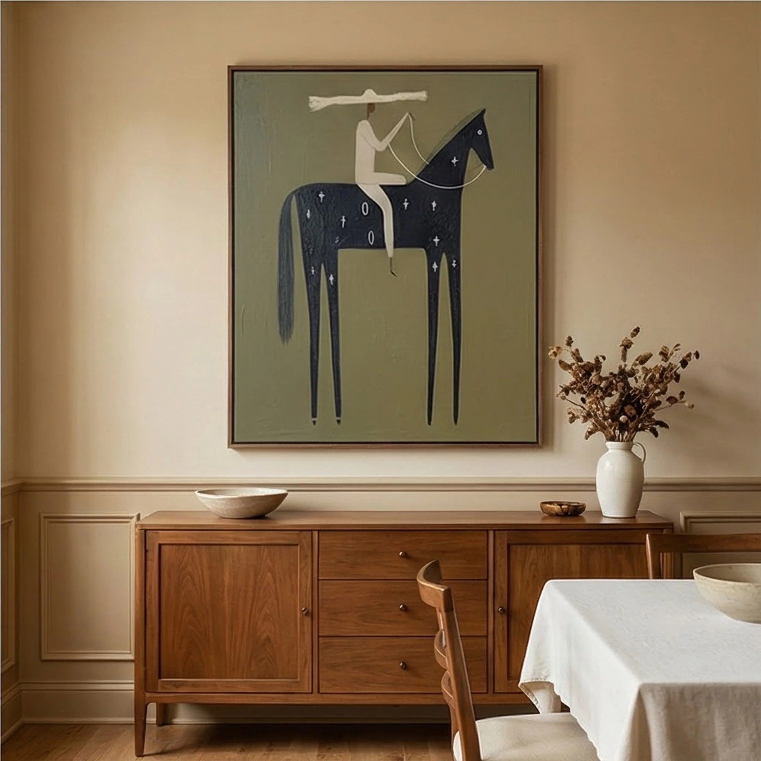 Whimsical Starry Horse Rider Wall Art