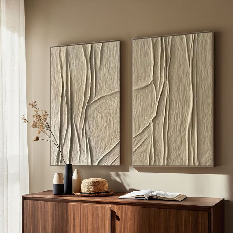 3D Textured Draped Fabric Wall Art Set of 2