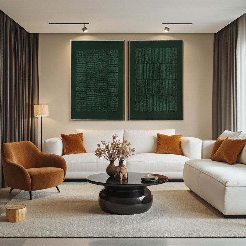 Hand-Woven Deep Green Wall Art Set of 2