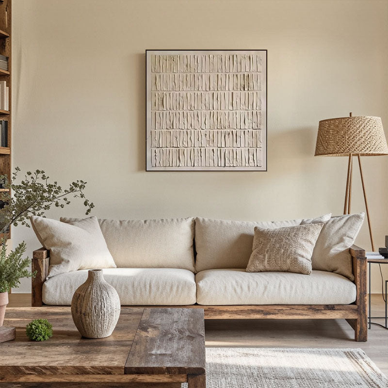 3D Textured Ivory Brick Stack Wall Art