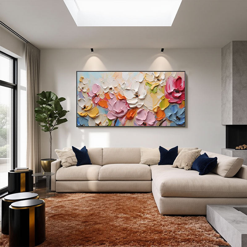 3D Textured Multicolor Floral Wall Art