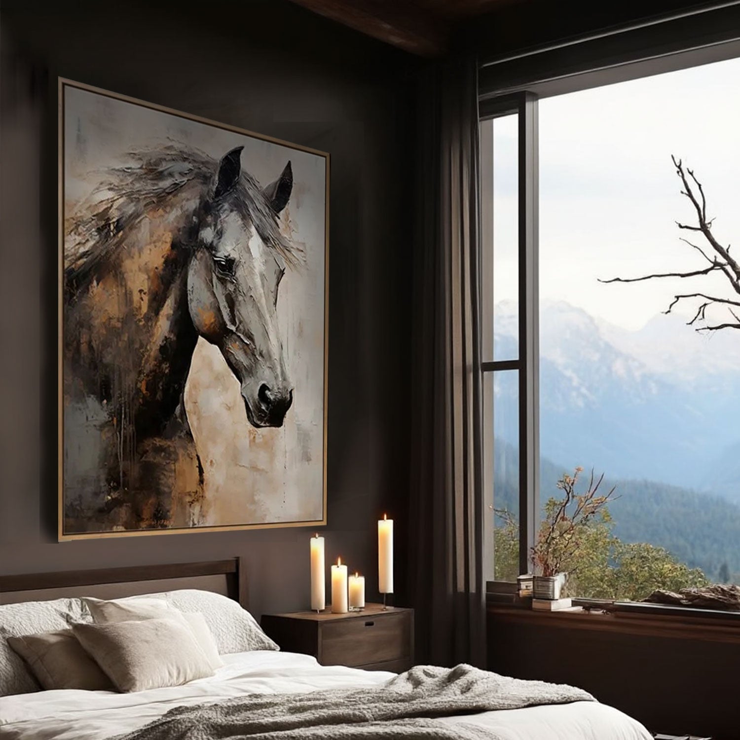 Framed Textured Horse Portrait Art