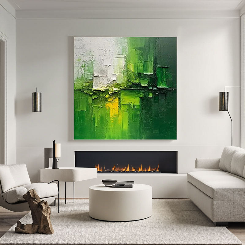 Green Light Streak Abstract Art