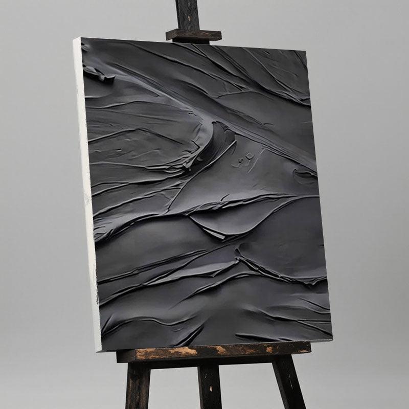 Sculptural Dark Textured Abstract Wall Art