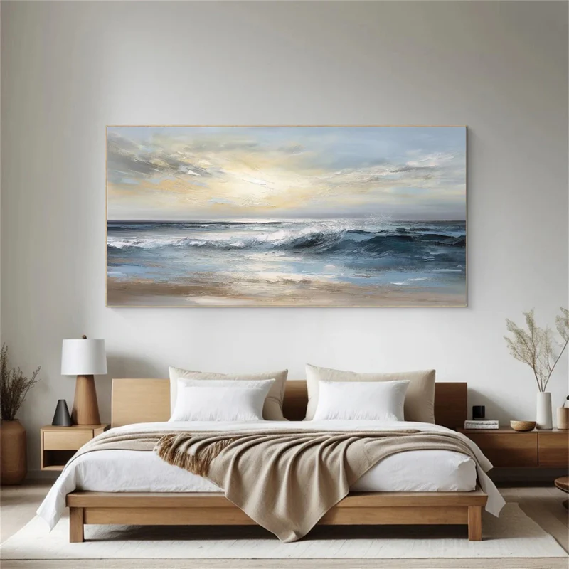 Textured Golden Sky Ocean Wall Art