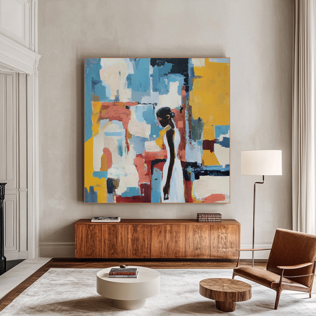 Vibrant Contemplation - Modern Abstract Woman Portrait Wall Art