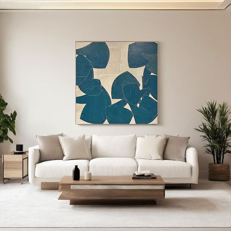 Modern Navy Petal Cluster Wall Art