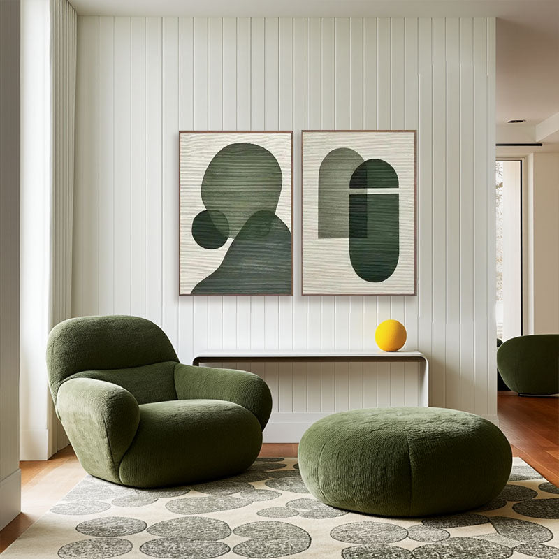 Textured Green Portrait Silhouette Wall Art Set of 2