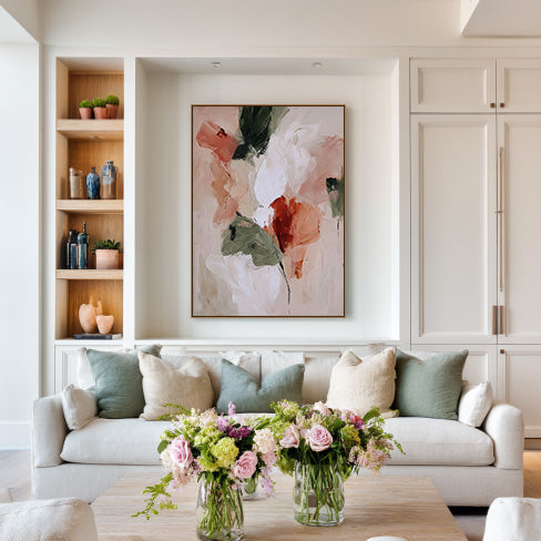 Whispers of Petals - Modern Impasto Abstract Floral Oil Painting
